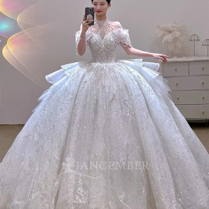 Robe de mariée de luxe à épaules dénudées avec corsage perlé et appliqués, robes de mariée pour femme Lsjj94 - Product Image 2
