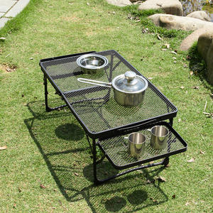 Portable Lightweight Metal Grill Stand Outdoor Camping <b>Folding</b> Grill <b>Table</b> - Product Image 4