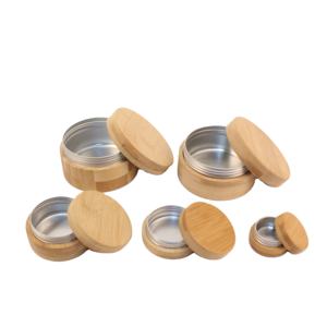 Barattolo Cosmetico in Alluminio con Coperchio in Legno di Bambù per Pomata per Capelli, Vendita all'Ingrosso ABJ--017C - Product Image 2