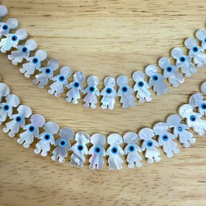 BD-L6594 Breloque en nacre blanche faite à la main, motif œil de turc, pour enfants, perles en vrac pour la création de bijoux DIY - Product Image 1