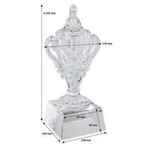 ถ้วยรางวัลคริสตัลพร้อมฝาและหูจับบนฐานสี่เหลี่ยมสูง 275 มม. - Product Image 2