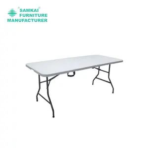 Katlanır açık masa HDPE plastik SK-ZDZ-E001 fabrika toptan 4ft/5ft/6ft/8ft plastik sandalyeler ve masalar yemek masası Modern