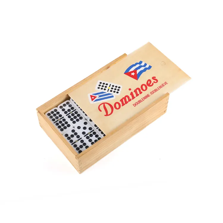 Personalizado profissional dupla 9 conjuntos caixa de madeira domino para entretenimento