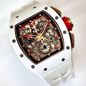 Montre de luxe en fibre de carbone avec tourbillon, design squelette, boîtier en céramique blanche, montre mécanique - Product Image 1