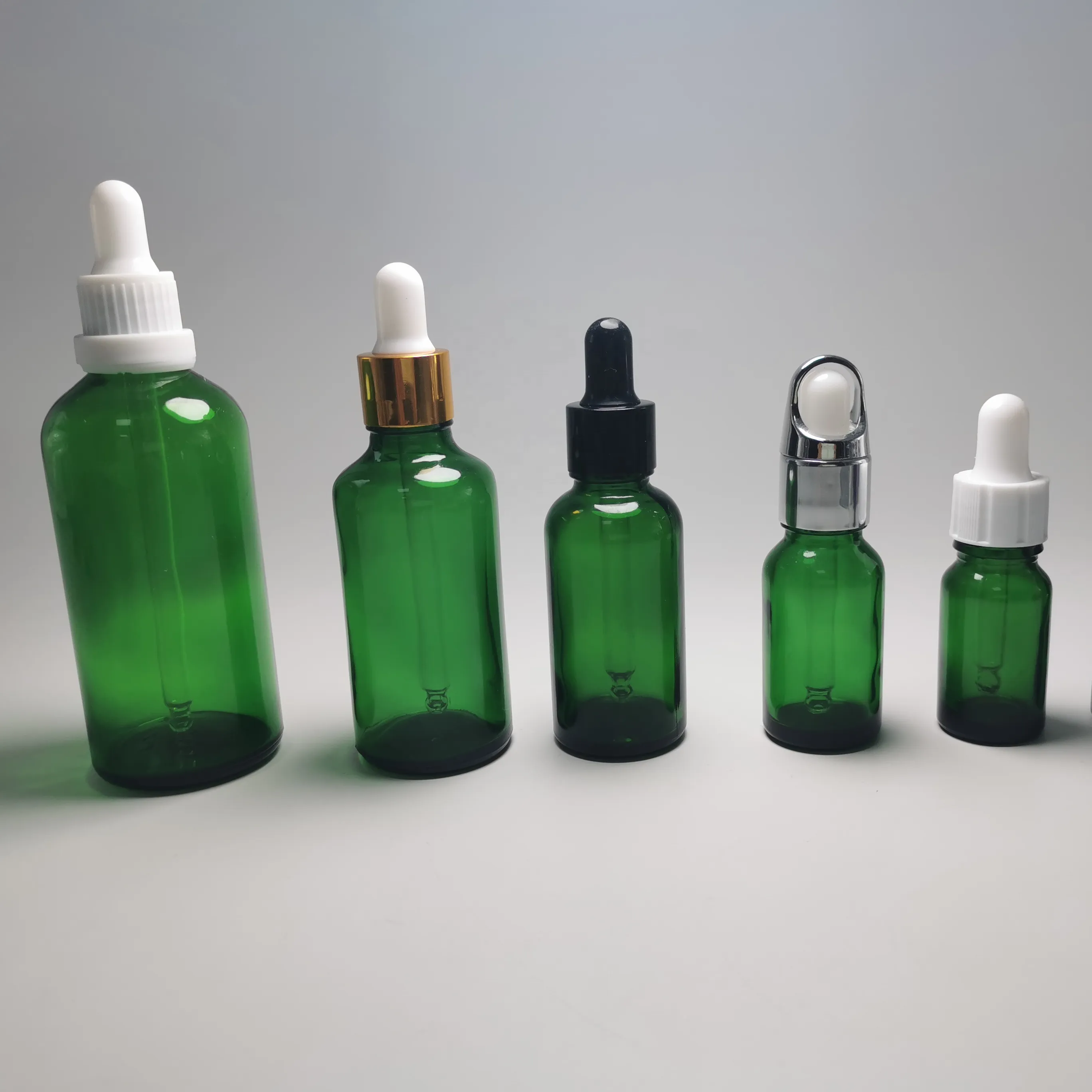 Green Glass Bottle Dark Green Essential Oil Glass Bottle With Dropper Manufacturer