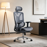 Fauteuil de bureau ergonomique moderne en tissu noir avec base inclinable douce, fauteuil pivotant et appui-tête