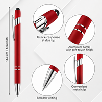 Stylos à bille métalliques personnalisés en aluminium de qualité supérieure 2-en-1 avec écran tactile, écriture fluide, logo, approvisionnement en gros pour cadeaux d'entreprise et de bureau