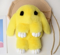 Sac bandoulière personnalisé en fausse fourrure de lapin écologique, luxueux, motif lapin endormi, vente en gros, accessoire pour tout-petit