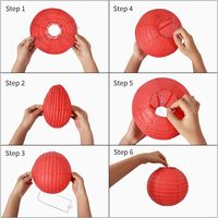 Lanternes chinoises rondes en papier rose de 6 pouces, 6 paquets, réutilisables, faciles à accrocher, pour usage intérieur