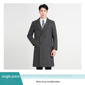 Abrigo Profesional Grueso de Doble Botonadura para Otoño e Invierno, para Hombre y Mujer, Negro, Atuendo Formal, para Viajeros Diarios, <span class=keywords><strong>Vendedores</strong></span>, para Usar en la Oficina, Largo - Product Image 5