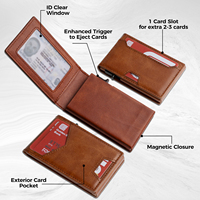 Dompet Kartu Kulit Pendek Vintage Pria Anti RFID, Magnetik, Minimalis, Tipis, Anti Maling, untuk Kartu Kredit, ID, dan Bank