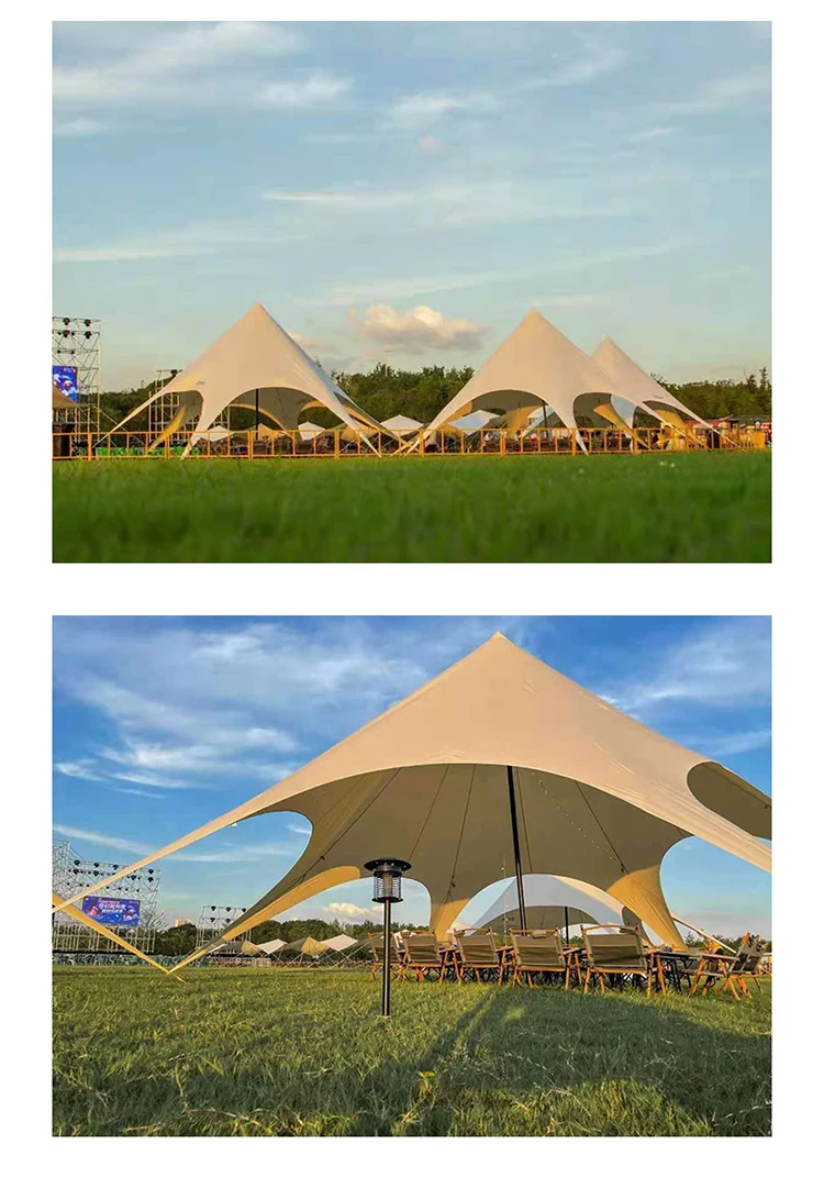 HT41R Hexagonal canopy  Picnic Tent  With High Quality  Sun Shelter Cotton Canopy For More Than 10 PersonTent Automatic