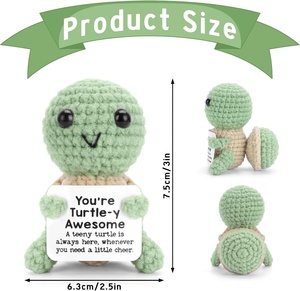 Tortuga Positiva, Regalos Divertidos, Peluche Emocional, Animales de Ganchillo Emocionales, Mini Peluches Lindos Hechos a Mano, Regalo Inspirador de Tortuga - Product Image 2