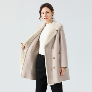 Chaqueta de abrigo de piel auténtica de invierno para mujer con Cuello de piel de visón Ins Hot Lady Over Size mezcla de lana abrigos de piel de visón Parka - Product Image 4