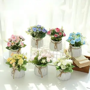 Factory Direct Sale 60cm Fabric Bonsai Artificial Flowers Pots Decoration Succulents