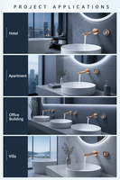 Robinet de lavabo en laiton avec cadran de montre tourbillon, finition or rose, mitigeur chaud/froid à bec haut pour hôtel, villa, salle de bain