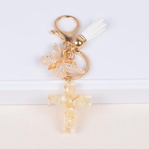 Cross <b>Keychain</b> Fashion butterfly Tassel Resin Key Chain Christian logo Cross <b>Keychain</b> - Product Image 5