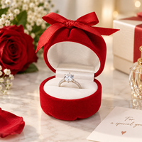 Boîte à bijoux en velours rouge en forme de nœud, à fond rond, pour bagues, boucles d'oreilles, colliers et autres bijoux – Vente en gros