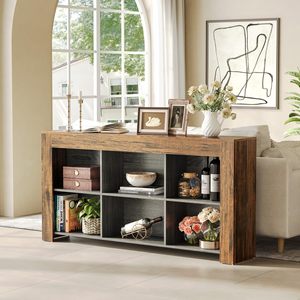 Table console en bois rustique SENYU avec étagères de rangement pour salon, entrée, meubles de maison, style design moderne - Product Image 2