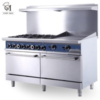 Chefmax Commerciële Fornuis 6 Brander Commerciële Gas Range Met Oven