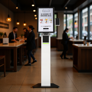 Kiosque <span class=keywords><strong>de</strong></span> commande automatique <span class=keywords><strong>à</strong></span> écran tactile <span class=keywords><strong>de</strong></span> 21,5 pouces pour restaurants, fonctionnalité SDK interactive Windows en option, <span class=keywords><strong>lecteur</strong></span> <span class=keywords><strong>de</strong></span> codes-barres - Product Image 1