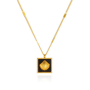 Summer Hawaiian Black <b>Chocolate</b> <b>Shell</b> Custom 316L Stainless Steel 14k 18k Gold Plated Pendant Necklace for Women wholesale - Product Image 5