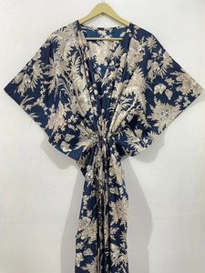 Floral Print <b>Kaftan</b> Women's <b>Long</b> Dress Boho Style Relaxed Fit Gathered Drawstring Waist Casual Wear Fashion Outfit - Product Image 4