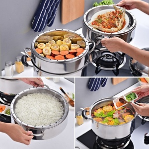 Olla <span class=keywords><strong>Vaporera</strong></span> Comercial Multicapa <span class=keywords><strong>de</strong></span> Acero Inoxidable, Gran Capacidad, Ecológica, Moderna, con <span class=keywords><strong>Tapa</strong></span> <span class=keywords><strong>de</strong></span> Vidrio para Cocina <span class=keywords><strong>de</strong></span> Gas - Product Image 3