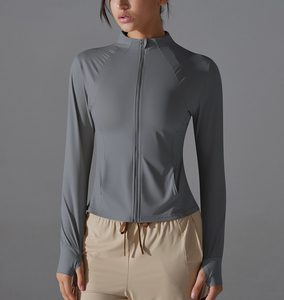 Chaqueta Deportiva Lulu Style 26101 para Mujer, con Cierre Completo, Secado Rápido, Corte Ajustado, Orificios para Pulgares, para Gimnasio, Running, Yoga, Manga Larga - Product Image 3