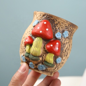 Kleine Keramik Neuheit Sukkulenten Pflanz gefäß mit Drainage Hand bemalte Pilz Design für Haus & Garten Kaktus Blumentopf - Product Image 6