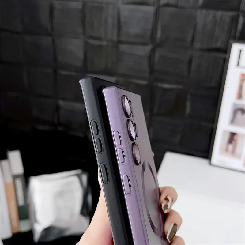 Étui de téléphone de Charge sans fil magnétique de luxe pour Samsung Galaxy S24 Ultra S23 S22 Note20 couverture de Protection d'objectif de pare-chocs mat souple