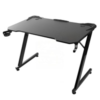 Table de jeu avec porte-gobelet et support pour casque, table robuste avec coins arrondis et structure métallique solide