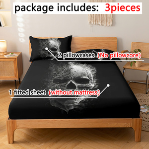 Wholesale Eco-Friendly Knitted 3Pcs Soft Microfiber Polyester <strong>Fitted</strong> <strong>Sheet</strong> Set with American Style Duvet Cover Bedding - Product Image 3