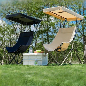 Sedia da Campeggio e Spiaggia Pieghevole, Leggera, Facile da Aprire, Oversize e Portatile con Ombrello per Attività all'Aperto - Product Image 1