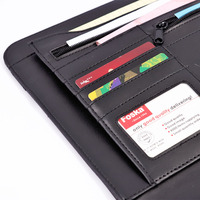 Bloc-notes professionnel de voyage Foska Black Executive pour CV, documents, tablette 13 pouces, fournitures de bureau et cartes
