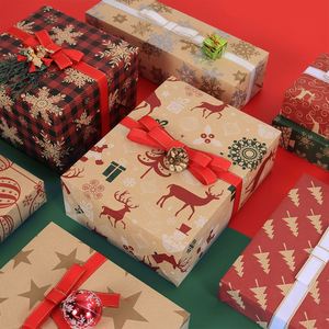 Classical Design 50*76cm Kraft Brown Christmas Gift Wrapping <b>Paper</b> with Xmas Element <b>Pattern</b> Printed - Product Image 3
