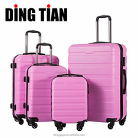 Ensemble de 4 valises en plastique ABS, bagages portables, sacs de voyage, trousses de toilette, valises à roulettes avec valise de cabine de 16 pouces