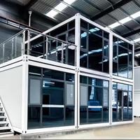 Two-story Luxury Modular Flat Pack Prefab Container House Easy Disassemble Villa Terrace Temporary Office Construction Project