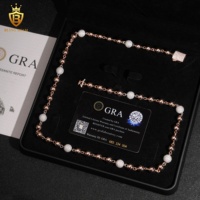 8mm personnalisé glacé boule perlée longues perles collier 925 chaînes en argent Sterling or Rose pour hommes rappeur mode Hip Hop bijoux