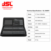 Console de mixage numérique professionnelle 24 canaux GL-2400FX avec écran tactile 10 pouces et 17 faders motorisés pour sonorisation de scène en direct