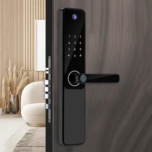 Cerradura de puerta inteligente con cámara S802pro Biométrica Huella digital Cerradura de puerta digital Contraseña Tarjeta IC Tuya Cerraduras inteligentes