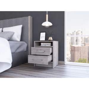 DB Rowley Modern 2 cajones 1 estante Rectángulo Mesita de noche Gris claro Carga inalámbrica Plegable para dormitorio Apartamento Uso en hospitales - Product Image 2