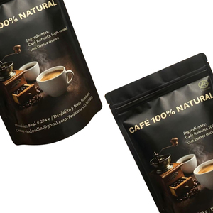 Custom Printed Food Bag Black Matte Pouches With Gold Print For Coffee Powder Packaging - Product Image 6