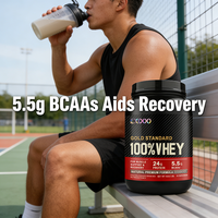 Poudre de Protéine Isolat de Whey BCAA pour Prise de Masse, Superaliment Santé, Vente en Gros OEM, 20-29g de Protéines par Portion