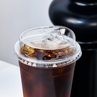 Couvercle jetable en plastique pour tasse à café, 90 mm, en PET transparent de qualité alimentaire, pour boisson froide, avec couvercle de consommation directe surélevé, vente en gros