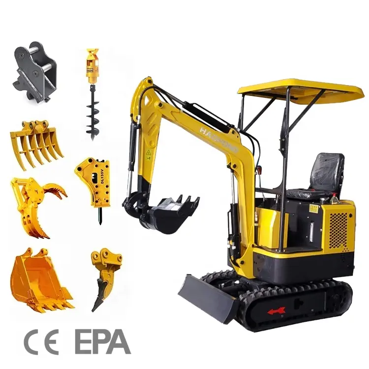 Cinese HH10 1 tonnellata cingolato piccolo escavatore CE/EPA/EURO 5 mini escavatore prezzo in vendita con benna