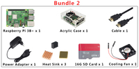Raspberry Pi3 modèle B+3B d'origine, Broadcom, avec adaptateur, boîtier ABS, ventilateur de refroidissement + câble HD pour Rsp PI 3B+Kits, kit de carte de développement