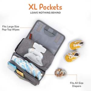 Bolsa de Pañales Plegable de 3 Secciones, Estuche para Toallitas, Bolsa de Almacenamiento para Artículos Esenciales del Bebé, Organizador de Pañales, Cambiador Portátil, Bolso de Mano para Mamá - Product Image 5