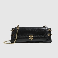 2026 Luxus-Marken-Designer Lange Clutch-Tasche für Damen Vintage-Verschluss PU-Leder Schultertasche mit Kette
