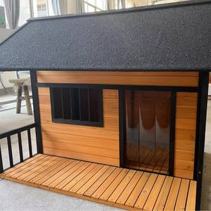 인기 판매 야외 원목 반려동물 집 버튼 잠금 반려견 빌라 친환경 강아지 하우스 - Product Image 6